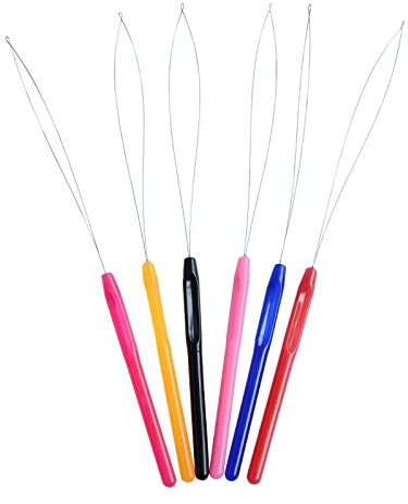 Multicolor Nano anillos de bucle enhebrador de agujas extensiones de cabello herramienta de gancho para nano microcuentas