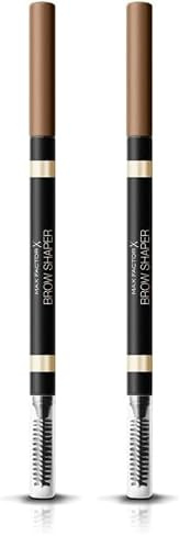 Max Factor Brow Shaper in 20 Brown – Augenbrauenstift mit Bürste – Präzises & einfaches Definieren der Augenbrauen (Packung mit 2)