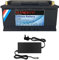 FLLYROWER Lifepo4 Battery 12V 100AH Lithium with Grade A Cells and Perfect BMS for Trolling Motor Golf Carts Camping RV Car Lawn Mover Solar Parallel and Series Connection Include a Charger