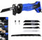 Scie Sabre 800W 240V Scie à Guichet Électrique 28mm Longueur De Course 0-2800Rpm Vitesse Variable Scie à Guichet Puissante 5 Lames Pcs (3 Pour Couper Le Bois ＆ 2 Pour Le Métal)