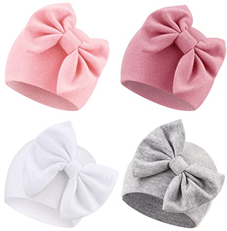 DRESHOW Neugeborene Babymützen Krankenhausmütze Beanie Säuglingsschleifenmützen für 0-6 Monate