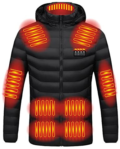 VPQILH Giacca Riscaldata per Uomo e Donna, USB Zone di Riscaldato Gilet Riscaldante Elettrico Cappotti con Cappuccio, Gilet Caldo Invernale per Piumino Riscaldato Termico per escursionismo