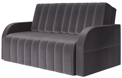 Sofa Sessel mit Schlaffunktion Schlafsessel Gästebett Klappsofa Bettfunktion mit Bettkasten Ausziehbar Couch Sofagarnitur Salon Jugendzimmer Klein Kindersofa - MONTANA 120 (Grau - Kronos 22)
