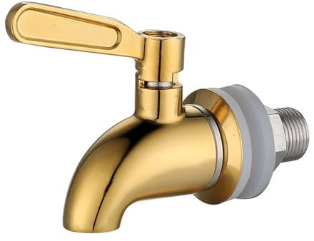 BBTISG Robinet pour Tonneau de Bière Seau à Vin de 16 mm, Robinet à Levier Unique en Acier Inoxydable Distributeur de Jus Robinet de Boisson (Doré)