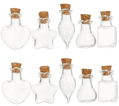 PRETYZOOM 10pcs Mini Glass Bottle Decorative Wish Mini Bottle Lovely Wish Bottle Mini Bottles Glass Tiny Bottle Drifting Bottle Delicate Cork Bottle Diy Cell Phone Lanyard Wooden