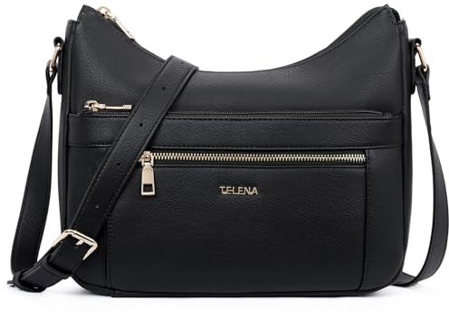 Telena Schultertasche Damen Handtasche Klein Umhängetasche Damen Crossbody Bag Kunstleder Tasche zum Umhängen Frauen,Schwarz