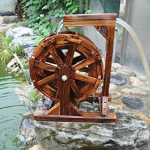 Gartenterrasse Teich Holz Wasserrad Brunnen, Balkon Aussicht Wasserfall Brunnen, Feng Shui Rad Brunnen Gartendekoration im Freien