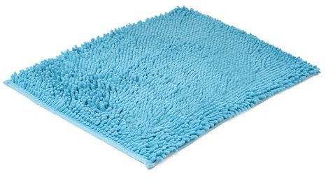 MOPAREL Alfombra de Baño Antideslizante y Muy Absorbente Shaggy de 60x40cm. Alfombrilla para Bañera y Ducha Extra Suave y Súper Cómoda de Microfibras de Chenilla. Color Turquesa