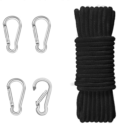 CuiCanfla 20M Nylon Flaggenseil für Haus Außenbereich, Fahnenmast Zubehör Seile (Weiß), Fahnenmast Seil Wetterfest mit 4 Karabinerhaken, für Haken Fahnenmast Segelboot Garten Camping