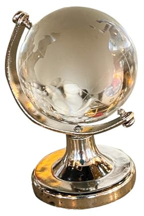 KONTONTY 1 Pc Globe De Cristal Ornement De Globe Mappemonde avec Support Globe Géographique Mini Globe Terrestre Décor d'or Carte du Monde Sphère Verre à Haute Teneur en Borosilicate