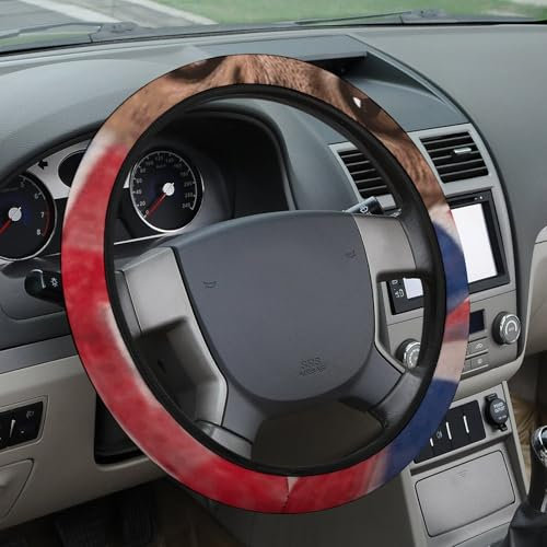 Auto-Lenkradabdeckung, elastischer Lenkradschutz, 38,1 cm, Motiv: britische Flagge, Wimpelkette, Lenkradabdeckung für Auto, Lenkraddekoration, Auto-Innenraum, für die meisten Autos