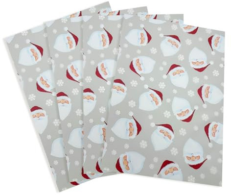 Geschenkpapier für Weihnachten: Festliches Weihnachtsmann-Seidenpapier, 20 Stück, 50 x 35 cm, zum Verpacken von Geschenken und als Partydekoration
