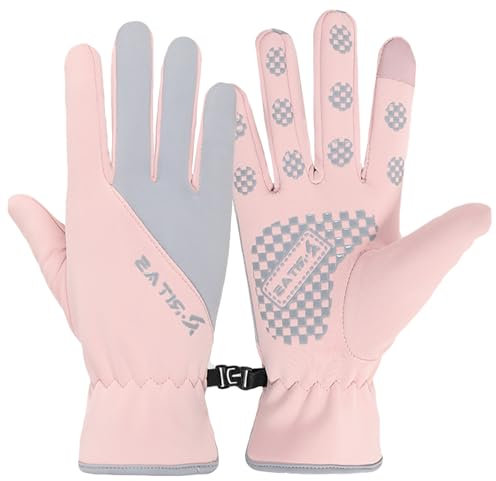 Valicaer Warme Winterhandschuhe,Winter Fahrradhandschuhe Frauen wasserdichte Touchscreen Fahrrad Handschuhe Skihandschuhe Winddichte Thermo Handschuhe für Frauen Laufen Skifahren Mountain (Rosa)