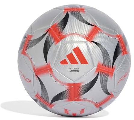 adidas Unisex MESSI LEAGUE BALL, silver met./lucid red/black, 5