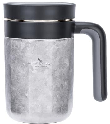 iBasingo 700ml Titan Doppelwandige Tasse mit Deckel & Griff Vakuum Isolierte Tee Kaffee Tasse mit Filter für Lose Tee Wiederverwendbar Warmhalten & Kalthalten von Getränken Flasche Ti3237D