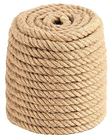 Cuerda de yute natural de 30 mm, 20 m de grosor, cuerda de cáñamo trenzado para manualidades y decoración, cuerda de cáñamo de manila trenzada, extra gruesa, cuerda de fibra natural para proyectos de