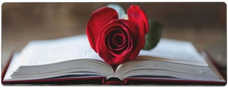 Buch Mousepad 900x400x3mm Mauspad XXL Rose mit Genähten Kanten,Wasserdicht rutschfeste Gummibasis Verbessert Präzision und Geschwindigkei,Lange Tastatur Mausmatte Gaming Mousepad für Office PC Laptop
