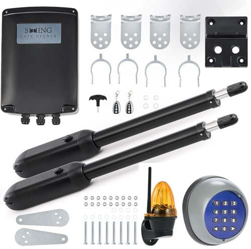 CO-Z Dual Swing Gate Opener Kit, Electric Gate Opener for Doors up to 500kg*2 6m, Driveway Home Garden Gate Opening System for Double Gates with Remote Controls & Warning Light & Wireless Keypad