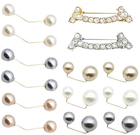 Lot de 14 broches et épingles pour femme, broche rétro en perles, pince à col élégant, broche double perle pour vêtements, écharpes, robes, accessoires de décoration, no, Acier allié