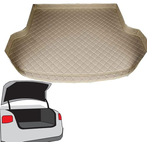 AOCRXL Kofferraummatte aus Leder für BMW 5er F10 2014-2016, Kofferraum schutzmatte Leder Cargo Kofferraum schutzmatten kofferraummatte für Autos,B-Beige