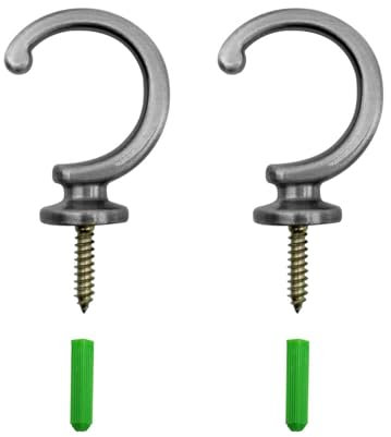 AMONENZ 2 Stück Vorhang Holdbacks Haken, Schwarz Vorhang Haken, Zinklegierung Wandhaken Vintage, mit Expansionsrohr, für Badezimmervorhänge, Kleidung, Hüte