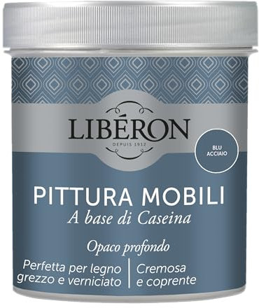 Libéron Pittura Mobili a base di Caseina Blu Acciaio 0.5 L