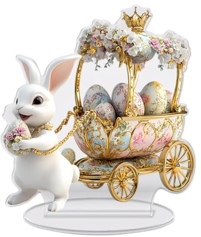 JAWSEU 2D Acryl Osterhase Dekor, Osterhasen Statue Frühlings Innendekoration Osterdekoration für den Urlaub, 2D flachen Kaninchen Ostereier Häschen Dekor Osterhasen Ostereier Statue Hasenfiguren