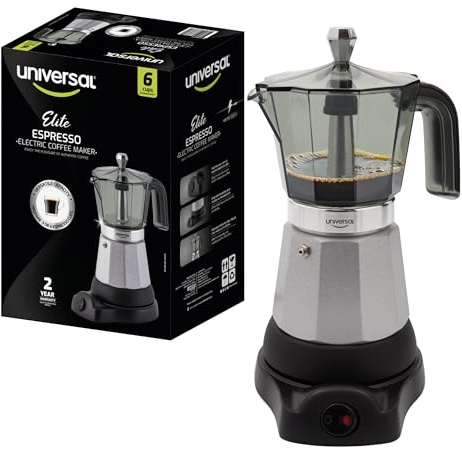 universal Electric Moka Pot 6-Cup, 10 Oz Electric Espresso Coffee Maker
