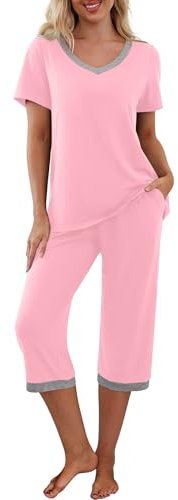 PrinStory Set da pigiama per donne, Rosa, XL