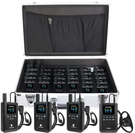 Retekess TT129 Wireless Tour Guide System, Vollduplex-System, Intelligente Geräuschunterdrückung, 999 Kanäle, 200M, Reiseleitersystem mit 32-Fach-Ladebox, für Werk, Unternehmen (3 Sender 29 Empfänger)