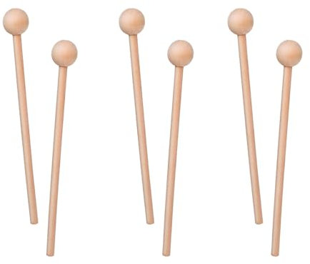 6 Stück Holzschlägel 21cm Xylophon Schlägel Holz Percussion Sticks, Glockenspielschlägel mit Holzgriff Rhythmus Trommelstöcke für Xylophon Glockenspiel Holzblock, Kinder Baby Musik Lernspielzeug