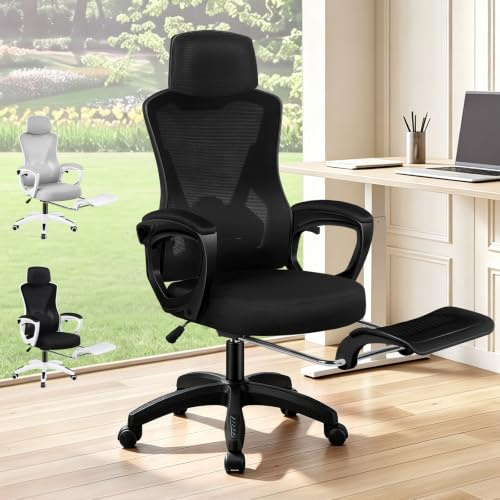 ALFORDSON Bürostuhl Netzstuhl Schreibtischstuhl Ergonomisch,Schwarz | Hochlehner Großflächiger Lendenstütze,Höhenverstellung,Drehstuhl Neigungswinkel 90°-150°,150 kg belastbar