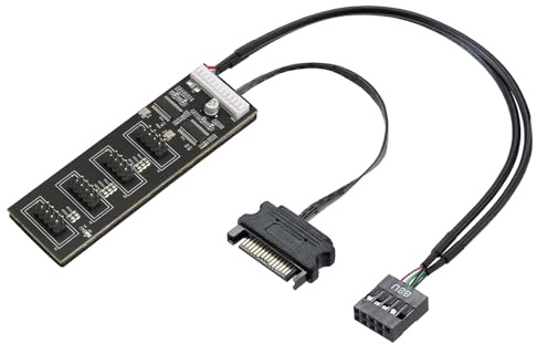 Elydiva 9Pin USB Header Splitter with Power Cable, Internal USB Hub Extension USB 2.0 Splitter Connector for Motherboard Easy to Use