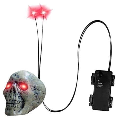 Halloween LED Leuchtende Augen, Leuchtende Totenkopfaugen Mit Timer | Energiesparend & Langzeiteffekt | LED Augen Für Skelette, Grabsteine Mit Zwei Unabhängigen Biegbaren Lichtleiterfasern