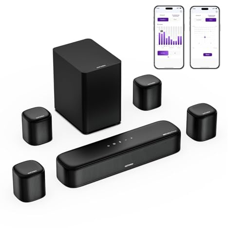 ULTIMEA 7.1ch Soundbar con Dolby Atmos, Soundbar TV con Subwoofer e 4 Altoparlanti Surround, Sistema Audio Surround 3D per Home Cinema, HDMI eARC, Bluetooth 5.3, app, Aura A60