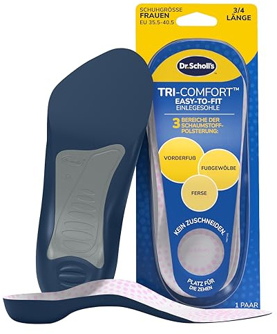 Dr. Scholl’s 3/4 Einlegesohlen für Damen, Ganztageskomfort für Fußballen, Fußgewölbe & Ferse, Schuheinleger mit Flexispring-Fußgewölbeunterstützung & Weicher Schaumstoffpolsterung, Größe 35.5-40.5