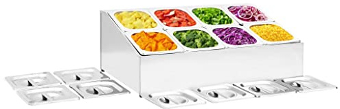 Frdhee Küche Regal Kaffeeregal,Gastronorm-Ständer mit 8 GN 1/6 Behältern Edelstahl,Küchenschrank für Mikrowelle,Toaster & Küchengeräte