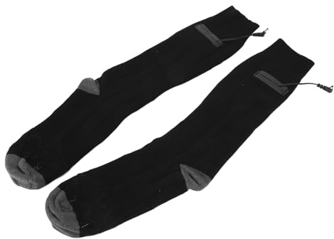 Picysa Beheizte Socken, Winter-Thermo-Socken mit Heizung, waschbar, kontinuierlich betrieben, für Nacken und Sohle, aus Baumwolle mit langem Schlauch, für Camping, Wandern, Schwarz/Grau
