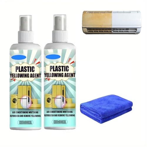 Plastic yellowing remover, restorer spray, 100 ml plastic cleaner, yellowing, nicotine remover, cleaning spray, yellowing remover for PVC and white plastic surfaces (2 pieces)