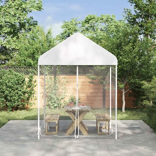 Ziaphsol Zanzariera per gazebo 220 Mesh bianca, 2 x 2 x 2 m, in poliestere, con chiusura lampo e chiusura in , per esterni, balcone, terrazza