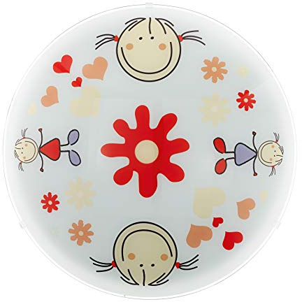EGLO Kinderlampe Junior 2 für Jungen und Mädchen, Kinderzimmer Deko, Deckenleuchte, Kinderlicht, Babyzimmer Deko, rot / Weiß, Ø 39,5 cm