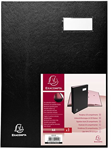 Exacompta 24211E Unterschriftsmappe 24x32 cm dehnbarer Faltenrücken 20 Fächer 1 Stück schwarz