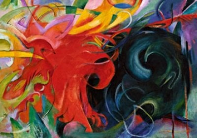 Kunstdruck, Poster Kaempfende Formen von Franz Marc, 100 x 70cm, Kunst, Kuenstler, Bild, Poster, Klassiker, Expressionismus, soziale Einrichtungen, hochwertige Ware - Art Galerie Shop
