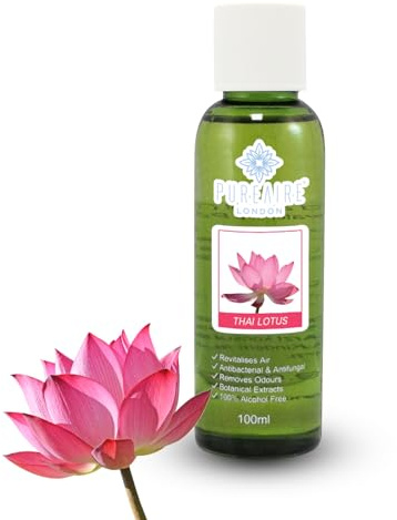 PureAire Essential Oil Blend Thai Lotus 100ml Essential Oils for Diffusers for Home Aroma Essence for Diffusers Air Purifiers Aromatherapy Relaxation Botanical Extracts Water Soluble Fragrance Floral