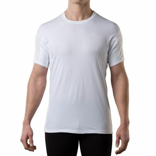 Men's Sweatproof Undershirt - Cotton Crew Neck T-Shirt with Underarm Sweat Pads - Original Fit - Aluminum-Free Alternative - White - X-Large