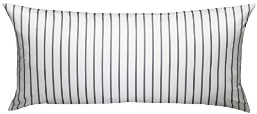 Mako Satin Kissen Bezug grau weiß gestreift 40x80 cm, 100% Baumwolle mit Reißverschluss