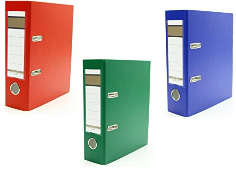 3x Ordner / DIN A5 / 75mm / Farbe: je 1x blau, rot und grün