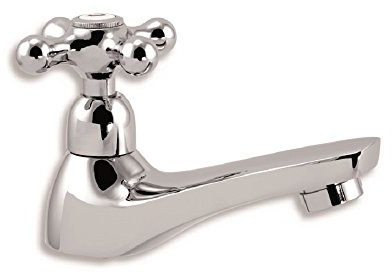 Kaltwasser Standventil Waschtisch mit Kreuzgriff Bad Wc Wasserhahn Gästetoilette Messing Silber klein