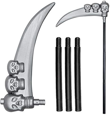 Boland 00575 - Schädelsense, schwarz/silber, 103 cm lang