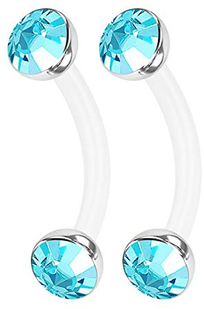 KJM FASHION 2 STK Flexibel Acryl Banane Ohr 1,2mm 16 Gauge 8mm 5/16 Inch 3mm Halbe Kugel Eyebrow Rook Cartilage Tragus Ohrringe Cartilage Piercing Schmuck 0913